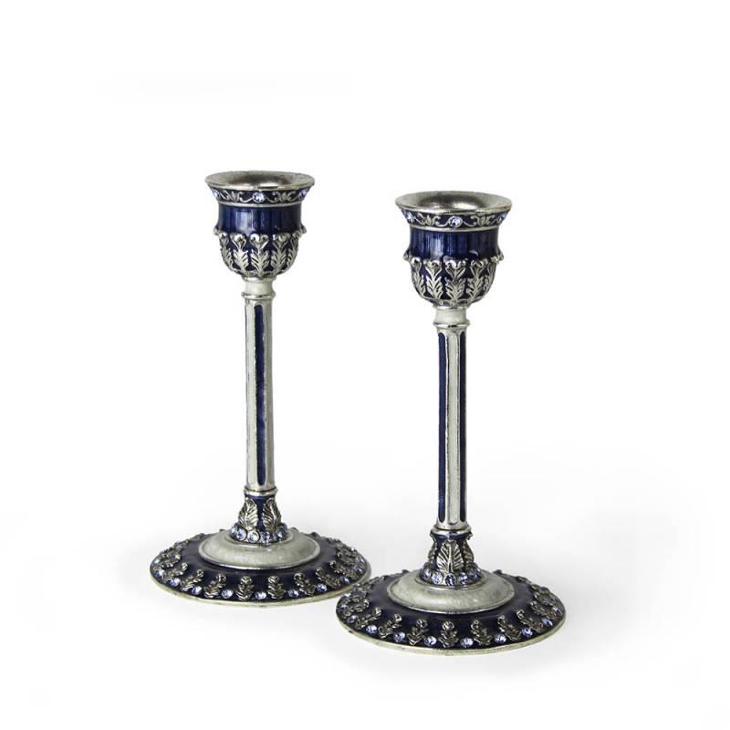 Blue Laurel Candle Holders